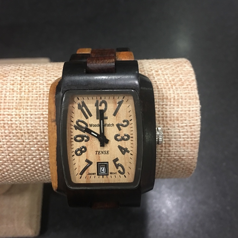 Tense handcrafted wood watch for men